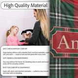 Bright Red Green Scottish Tartan Plaid Texture Seamless Pattern  Personalised Custom Name Super Soft Fleece Blanket Bed Sofa Throw