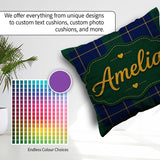 Custom Name Blue Green Traditional Tartan Plaid Texture Seamless Square Filled Cushion Throw Pillow Sofa Bed Home Decor Zip Washable UK Made
