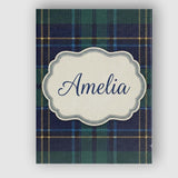 Personalised Name Deep Green Navy Gold Custom  Modern Room Accent Elegant Feature Canvas Wall Art Print Decor Picture Ready to Hang