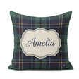 Custom Name Deep Green Navy Gold Classic Tartan Texture Seamless Square Filled Cushion Throw Pillow Sofa Bed Home Decor Zip Washable UK Made