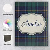 Personalised Name Deep Green Navy Gold Custom  Modern Room Accent Elegant Feature Canvas Wall Art Print Decor Picture Ready to Hang