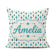 Custom Name Minimal Teal Black Diamond Geometric Seamless Lovely Square Filled Cushion Throw Pillow Sofa Bed Home Decor Zip Washable UK Made