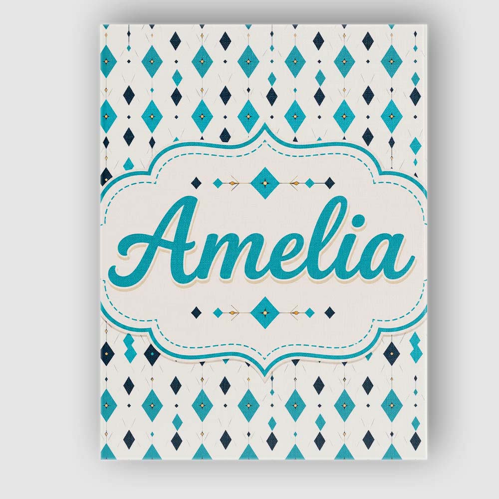 Personalised Name Minimal Teal Black Custom Premium Decorative Design Modern Room Accent Canvas Wall Art Print Decor Picture Ready to Hang