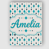 Personalised Name Minimal Teal Black Custom Premium Decorative Design Modern Room Accent Canvas Wall Art Print Decor Picture Ready to Hang