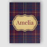 Personalised Name Burgundy Navy Gold Custom Premium Decorative Design Modern Room Accent Canvas Wall Art Print Decor Picture Ready to Hang
