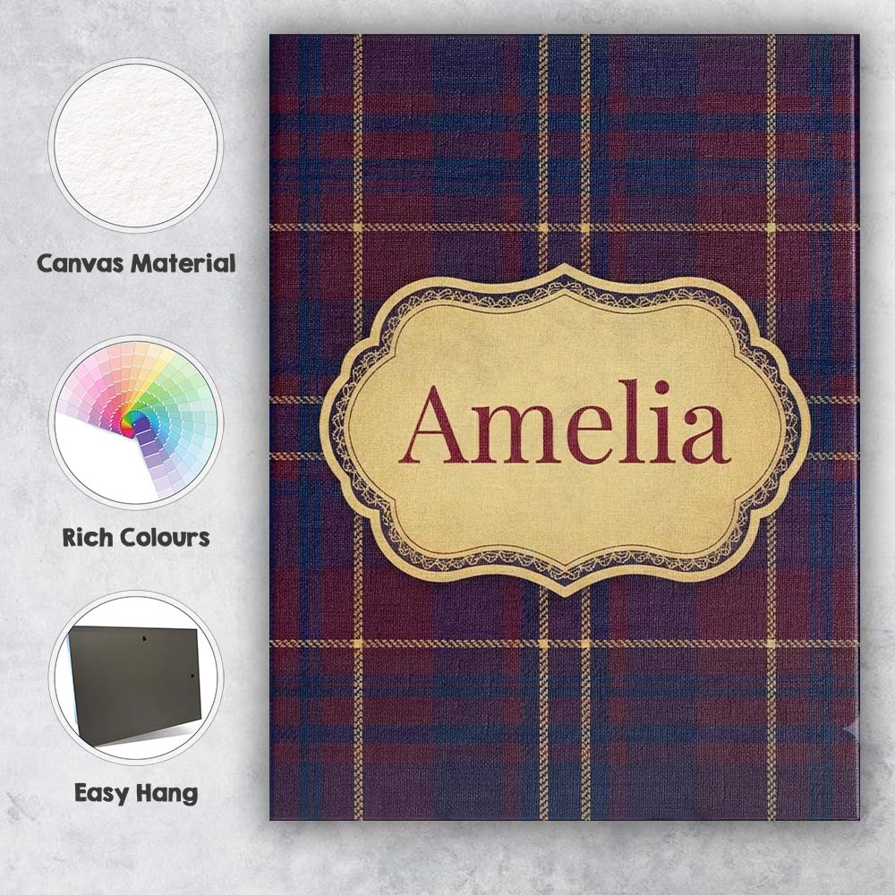 Personalised Name Burgundy Navy Gold Custom Premium Decorative Design Modern Room Accent Canvas Wall Art Print Decor Picture Ready to Hang