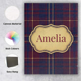 Personalised Name Burgundy Navy Gold Custom Premium Decorative Design Modern Room Accent Canvas Wall Art Print Decor Picture Ready to Hang