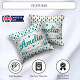 Custom Name Minimal Teal Black Diamond Geometric Seamless Lovely Square Filled Cushion Throw Pillow Sofa Bed Home Decor Zip Washable UK Made