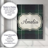 Personalised Name Dark Green Black Classic Custom  Unique Gift Idea Elegant Feature Canvas Wall Art Print Decor Picture Ready to Hang