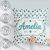 Custom Name Minimal Teal Black Diamond Geometric Seamless Lovely Square Filled Cushion Throw Pillow Sofa Bed Home Decor Zip Washable UK Made