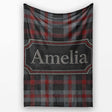 Red Grey Black Rustic Tartan Plaid Seamless Pattern Name Cute  Personalised Custom Name Super Soft Fleece Blanket Bed Sofa Throw
