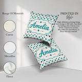Custom Name Minimal Teal Black Diamond Geometric Seamless Lovely Square Filled Cushion Throw Pillow Sofa Bed Home Decor Zip Washable UK Made