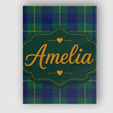 Personalised Name Blue Green Gold Traditional Custom Unique Gift Idea Modern Room Accent Canvas Wall Art Print Decor Picture Ready to Hang