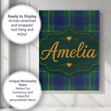 Personalised Name Blue Green Gold Traditional Custom Unique Gift Idea Modern Room Accent Canvas Wall Art Print Decor Picture Ready to Hang
