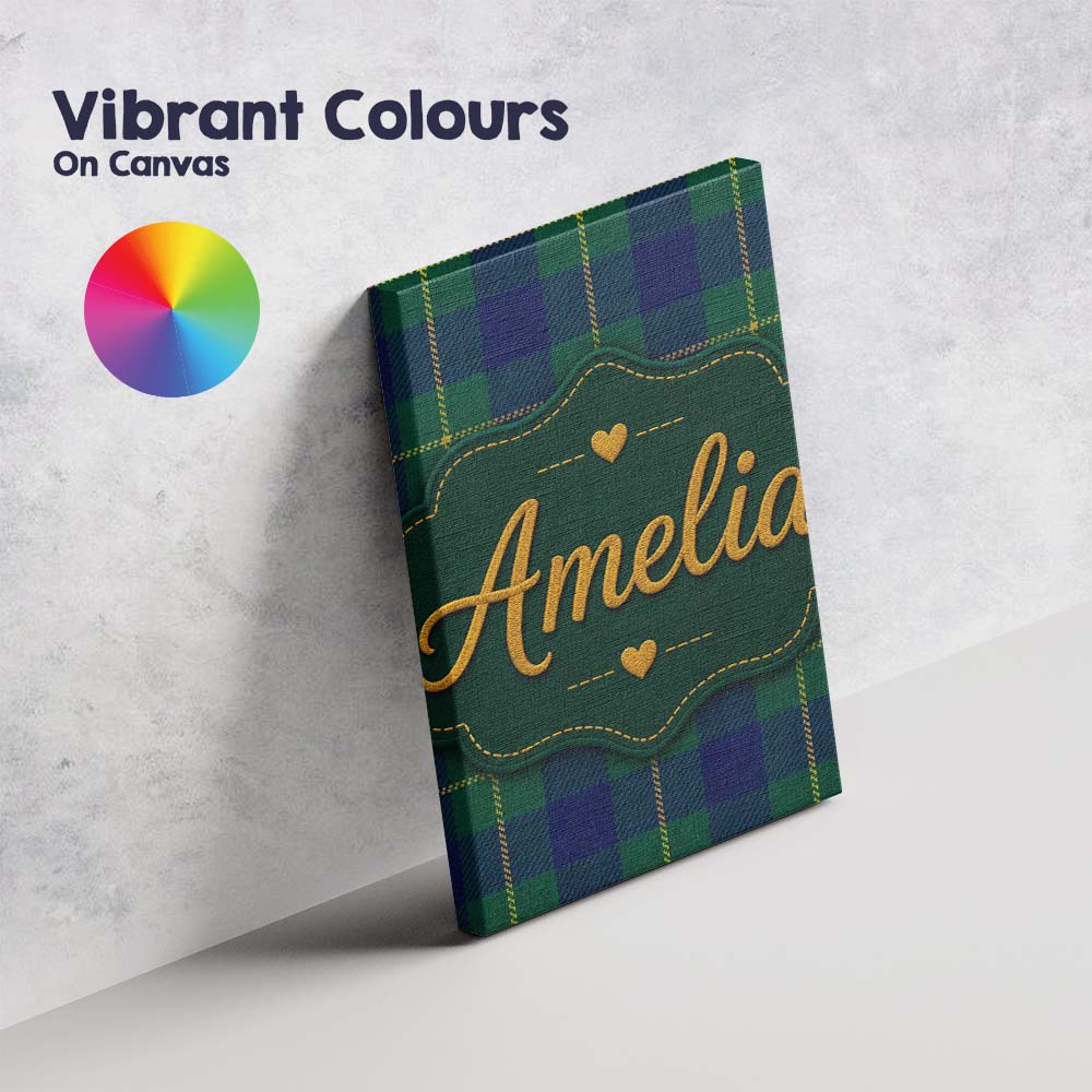 Personalised Name Blue Green Gold Traditional Custom Unique Gift Idea Modern Room Accent Canvas Wall Art Print Decor Picture Ready to Hang