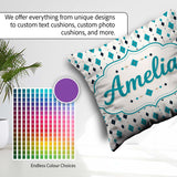 Custom Name Minimal Teal Black Diamond Geometric Seamless Lovely Square Filled Cushion Throw Pillow Sofa Bed Home Decor Zip Washable UK Made