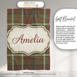 Earth Tone Brown Green Vintage Tartan Plaid Seamless Pattern Name  Personalised Custom Name Super Soft Fleece Blanket Bed Sofa Throw