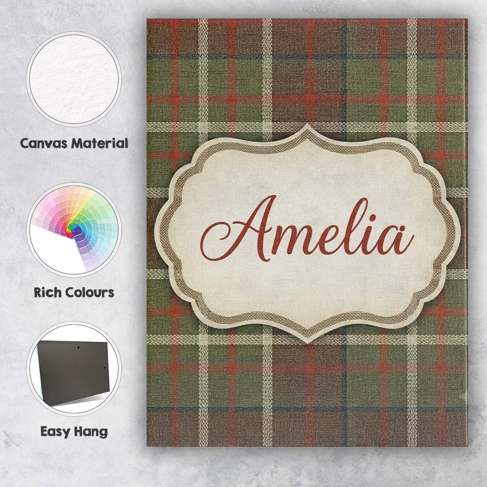 Personalised Name Earth Tone Brown Green Custom  Unique Gift Idea Elegant Feature Canvas Wall Art Print Decor Picture Ready to Hang