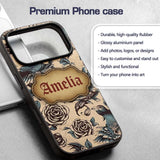 Elegant Birds Roses Vintage Art Seamless Pattern Custom Name Protective Phone Case Mobile Cover Durable Everyday Smartphone Shock Resistant