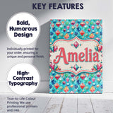 Personalised Name Colorful Gem Crystal Custom  Modern Room Accent Elegant Feature Canvas Wall Art Print Decor Picture Ready to Hang