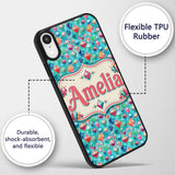 Colorful Gem Crystal Diamond Seamless Pattern on Custom Name Protective Phone Case Mobile Cover Durable Everyday Smartphone Shock Resistant