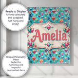 Personalised Name Colorful Gem Crystal Custom  Modern Room Accent Elegant Feature Canvas Wall Art Print Decor Picture Ready to Hang