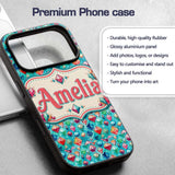 Colorful Gem Crystal Diamond Seamless Pattern on Custom Name Protective Phone Case Mobile Cover Durable Everyday Smartphone Shock Resistant