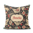 Custom Name Mystic Skull Wings Floral Seamless Pattern Name Cute Square Filled Cushion Throw Pillow Sofa Bed Home Decor Zip Washable UK Made