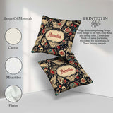 Custom Name Mystic Skull Wings Floral Seamless Pattern Name Cute Square Filled Cushion Throw Pillow Sofa Bed Home Decor Zip Washable UK Made