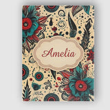 Personalised Name Abstract Floral Folk Custom  Modern Room Accent Elegant Feature Canvas Wall Art Print Decor Picture Ready to Hang