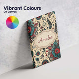 Personalised Name Abstract Floral Folk Custom  Modern Room Accent Elegant Feature Canvas Wall Art Print Decor Picture Ready to Hang