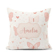 Custom Name Cute Pink Butterfly Hearts Soft Pastel Seamless Name Square Filled Cushion Throw Pillow Sofa Bed Home Decor Zip Washable UK Made