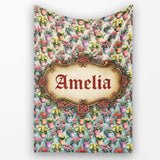 Colorful Flower Pots Garden Bloom Seamless Pattern Name Cute Unique  Personalised Custom Name Super Soft Fleece Blanket Bed Sofa Throw