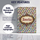 Personalised Name Colorful Flower Pots Custom  Modern Room Accent Elegant Feature Canvas Wall Art Print Decor Picture Ready to Hang