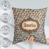 Custom Name Colorful Flower Pots Garden Bloom Seamless Name Cute Square Filled Cushion Throw Pillow Sofa Bed Home Decor Zip Washable UK Made