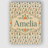 Personalised Name Retro Floral Pots Orange Custom  Unique Gift Idea Elegant Feature Canvas Wall Art Print Decor Picture Ready to Hang