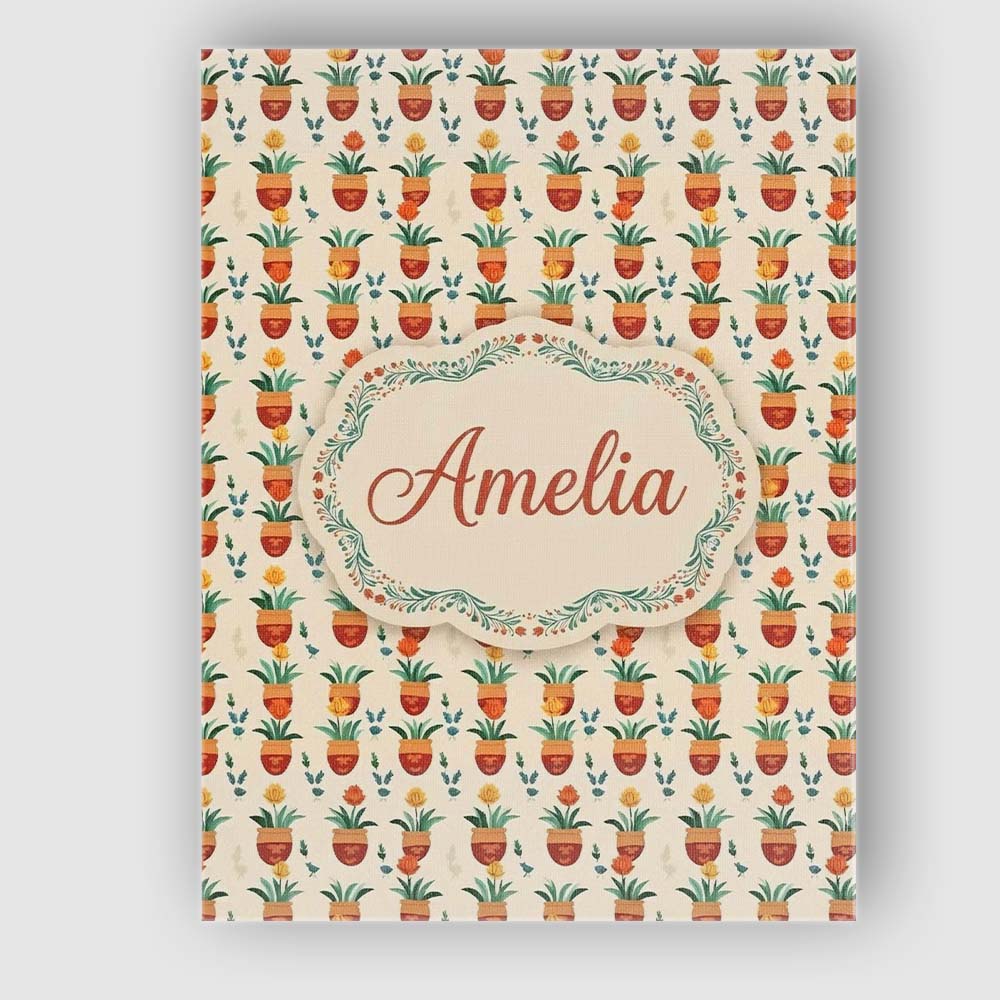Personalised Name Terracotta Pots Yellow Custom  Unique Gift Idea Elegant Feature Canvas Wall Art Print Decor Picture Ready to Hang