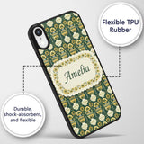 Elegant Vintage Vase Floral Green Printed Design Custom Name Protective Phone Case Mobile Cover Durable Everyday Smartphone Shock Resistant