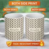 Personalized Custom Name Minimal Black White Plant Pots Botanical Seamless Pattern Custom 11oz Ceramic Coffee Tea Mug White Large Handle