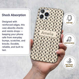 Minimal Black White Plant Pots Botanical Seamless Custom Name Protective Phone Case Mobile Cover Durable Everyday Smartphone Shock Resistant