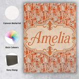Personalised Name Deco Figures Orange Custom  Unique Gift Idea Modern Room Accent Canvas Wall Art Print Decor Picture Ready to Hang