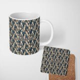 Personalized Custom Name Abstract Faces Blue Beige Artistic Seamless Pattern Name Cute 11oz Ceramic Coffee Tea Mug White Large Handle