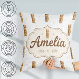 Custom Name Baby Wooden Alphabet Blocks Seamless Pattern on Soft Square Filled Cushion Throw Pillow Sofa Bed Home Decor Zip Washable UK Made