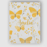 Personalised Name Yellow Butterflies Floral Custom  Bespoke Interior Contemporary Canvas Wall Art Print Decor Picture Ready to Hang