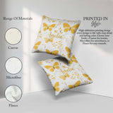 Custom Name Yellow Butterflies Floral Seamless Pattern Name Cute Square Filled Cushion Throw Pillow Sofa Bed Home Decor Zip Washable UK Made