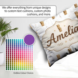 Custom Name Baby Wooden Alphabet Blocks Seamless Pattern on Soft Square Filled Cushion Throw Pillow Sofa Bed Home Decor Zip Washable UK Made