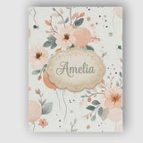 Personalised Name Soft Pastel Flowers Custom Modern Room Accent Creative Decorator Style Canvas Wall Art Print Decor Picture Ready to Hang