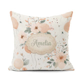 Custom Name Soft Pastel Flowers Abstract Shapes Seamless Pattern Square Filled Cushion Throw Pillow Sofa Bed Home Decor Zip Washable UK Made