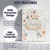 Personalised Name Soft Pastel Flowers Custom Modern Room Accent Creative Decorator Style Canvas Wall Art Print Decor Picture Ready to Hang