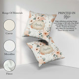 Custom Name Soft Pastel Flowers Abstract Shapes Seamless Pattern Square Filled Cushion Throw Pillow Sofa Bed Home Decor Zip Washable UK Made